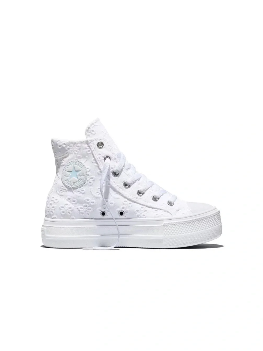 Kids White High-Top Lace Sneakers- Converse